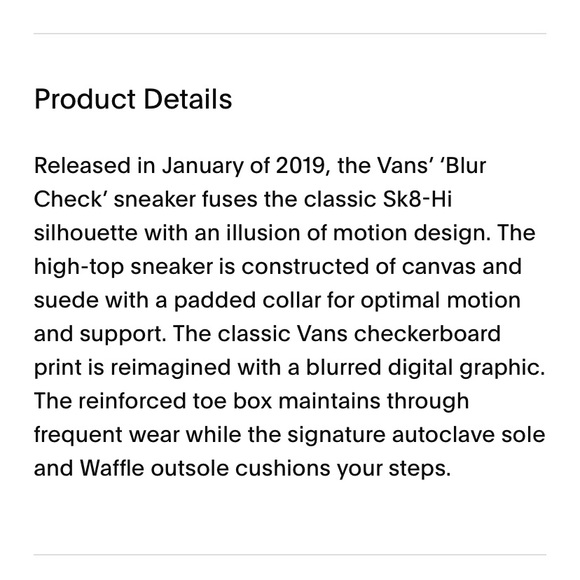 Vans Sk8-Hi Blur Check Skate Shoe W 8, M 6.5 - Picture 8 of 9